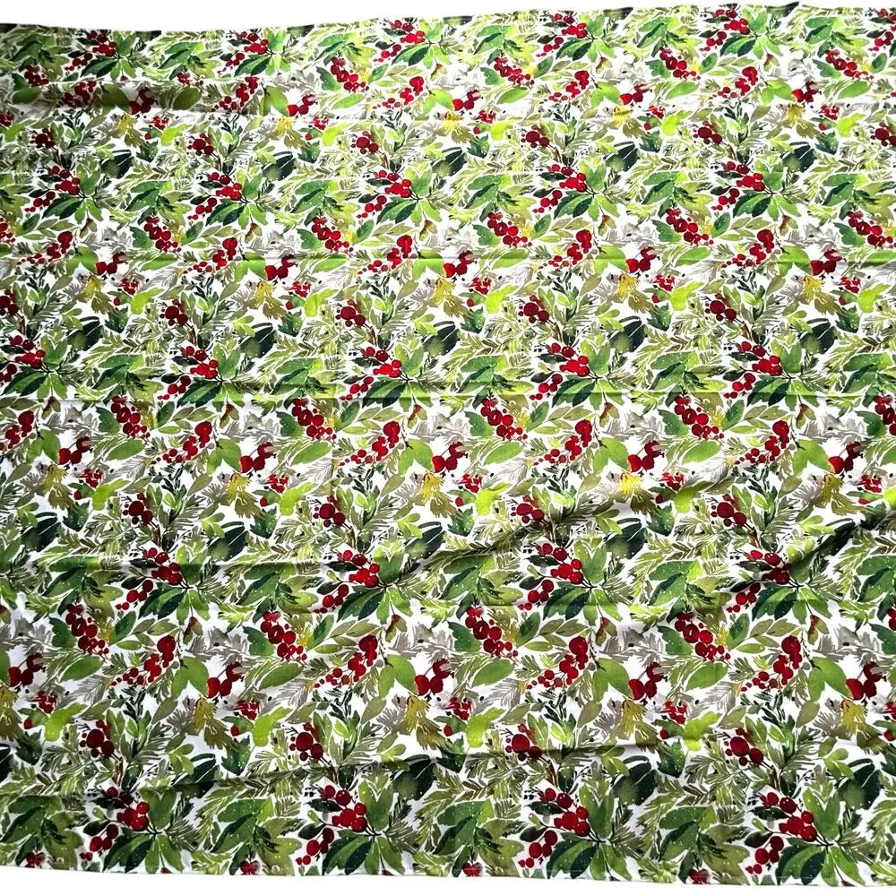 Fiesta Easy Care Tablecloth Red Berries & Greenery Buffet Cloth Long Rectangle